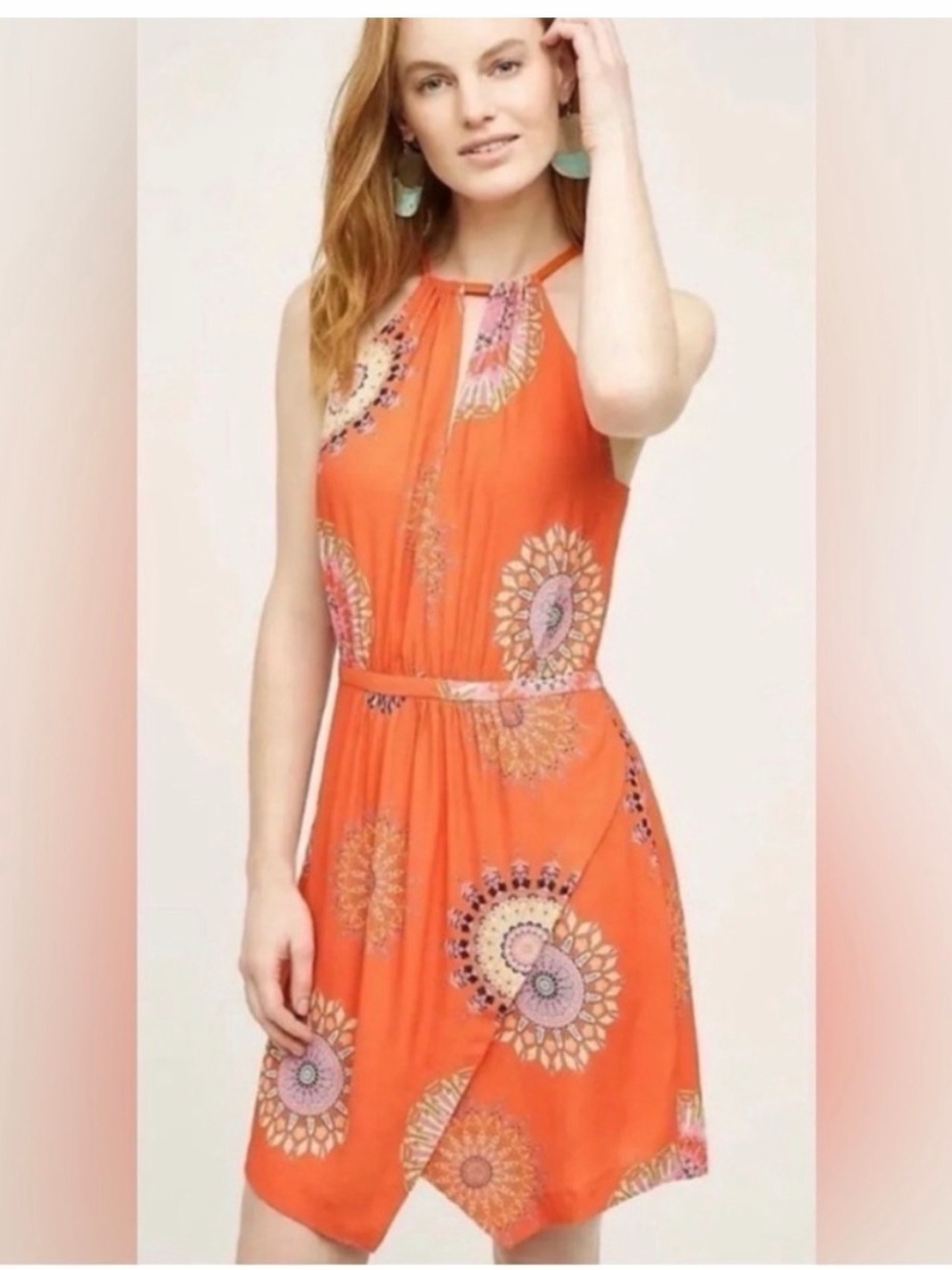 Anthropologie Livia Orange Floral Dress